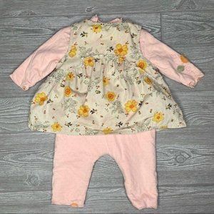 Confetti French baby one piece jumper dress outfit floral 2 piece 6 month